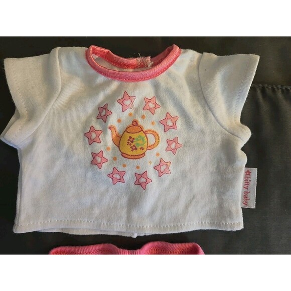 AMERICAN GIRL Bitty Baby Twin FLOWER PRINT Tee Shirt & Pink Pants Doll Clothes - Picture 6 of 7
